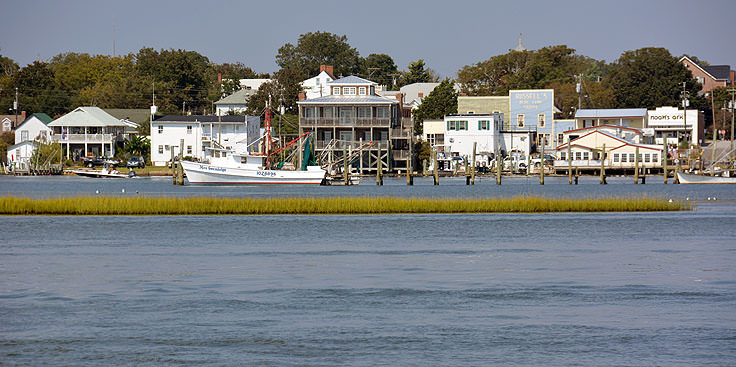 View across the water from Bicentennial Park in Swansboro, NC