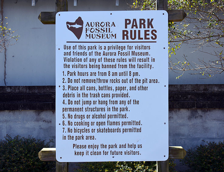Aurora Fossil Museum park rules
