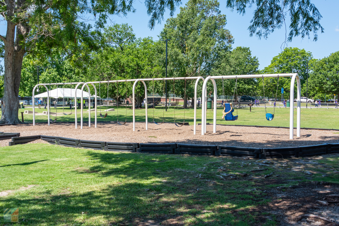 Swing set at Union Point Park in New Bern, NC