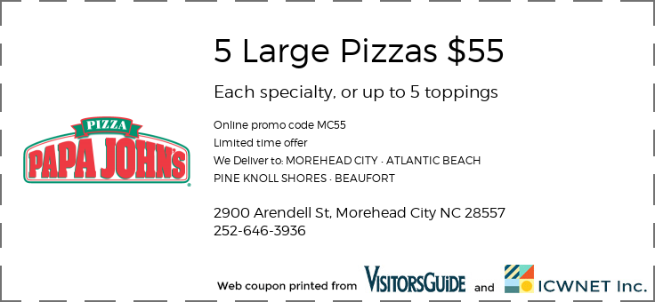5 Large Pizzas $55